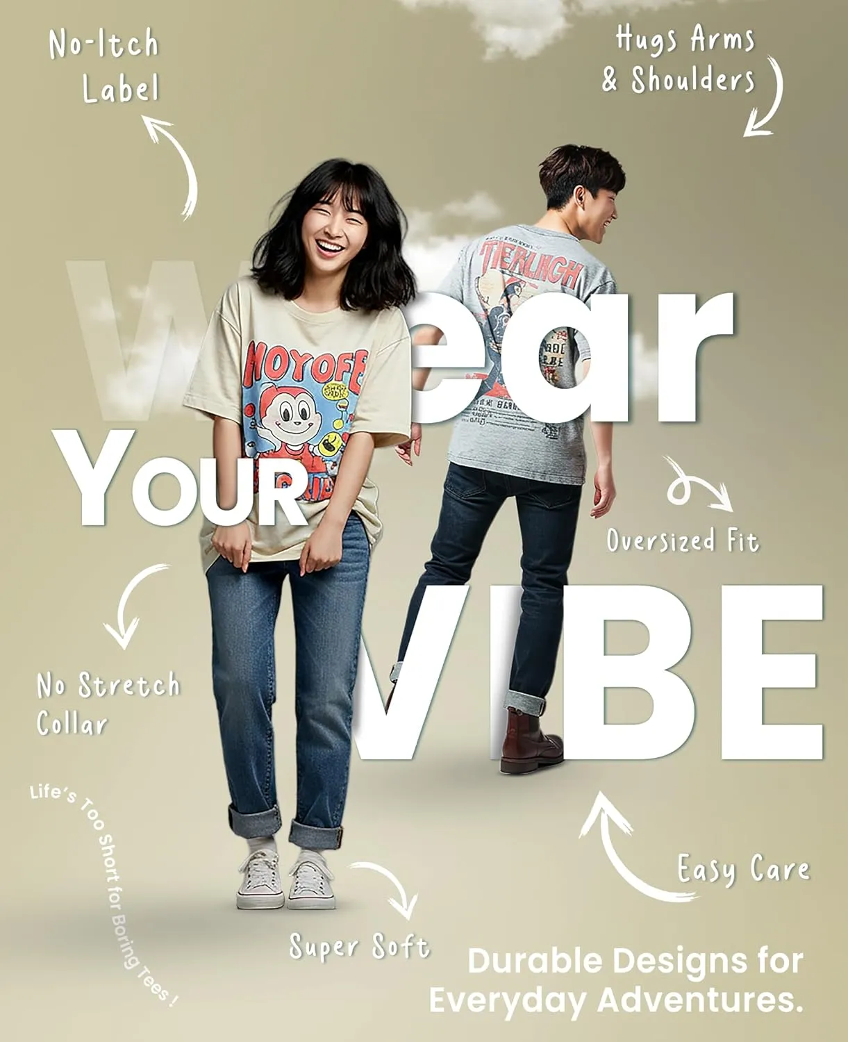Hit Go Anime Oversized T-Shirts for Women, 100% Cotton T-Shirts, Perfect for Casual Wear & Gifting | WB.6.41