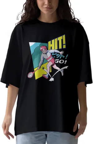 Hit Go Anime Oversized T-Shirts for Women, 100% Cotton T-Shirts, Perfect for Casual Wear & Gifting | WB.6.41
