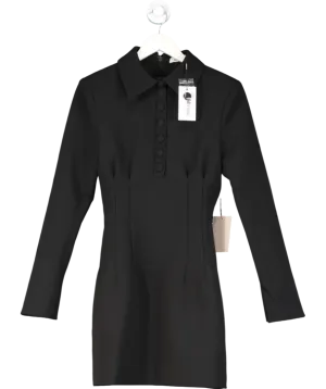 OddMuse Black Ultimate Muse Long Sleeve Collared Mini Dress UK S