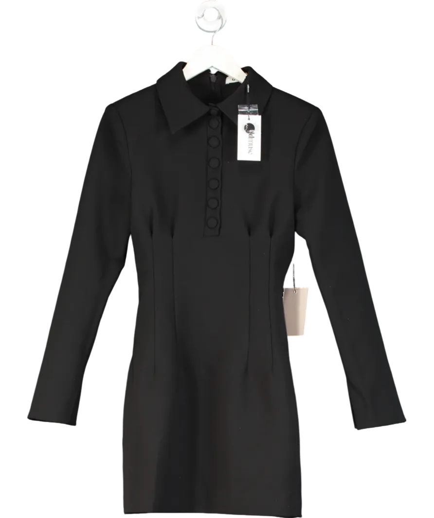 OddMuse Black Ultimate Muse Long Sleeve Collared Mini Dress UK S