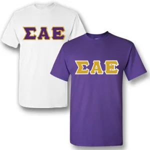 Sigma Alpha Epsilon Lettered T-Shirt, 2-Pack Bundle Deal - TWILL